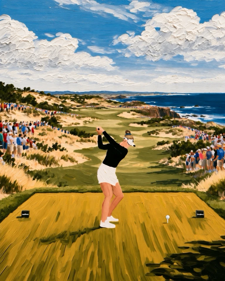 Personalized Golf Oil Painting — The Signature · Coastal links tee