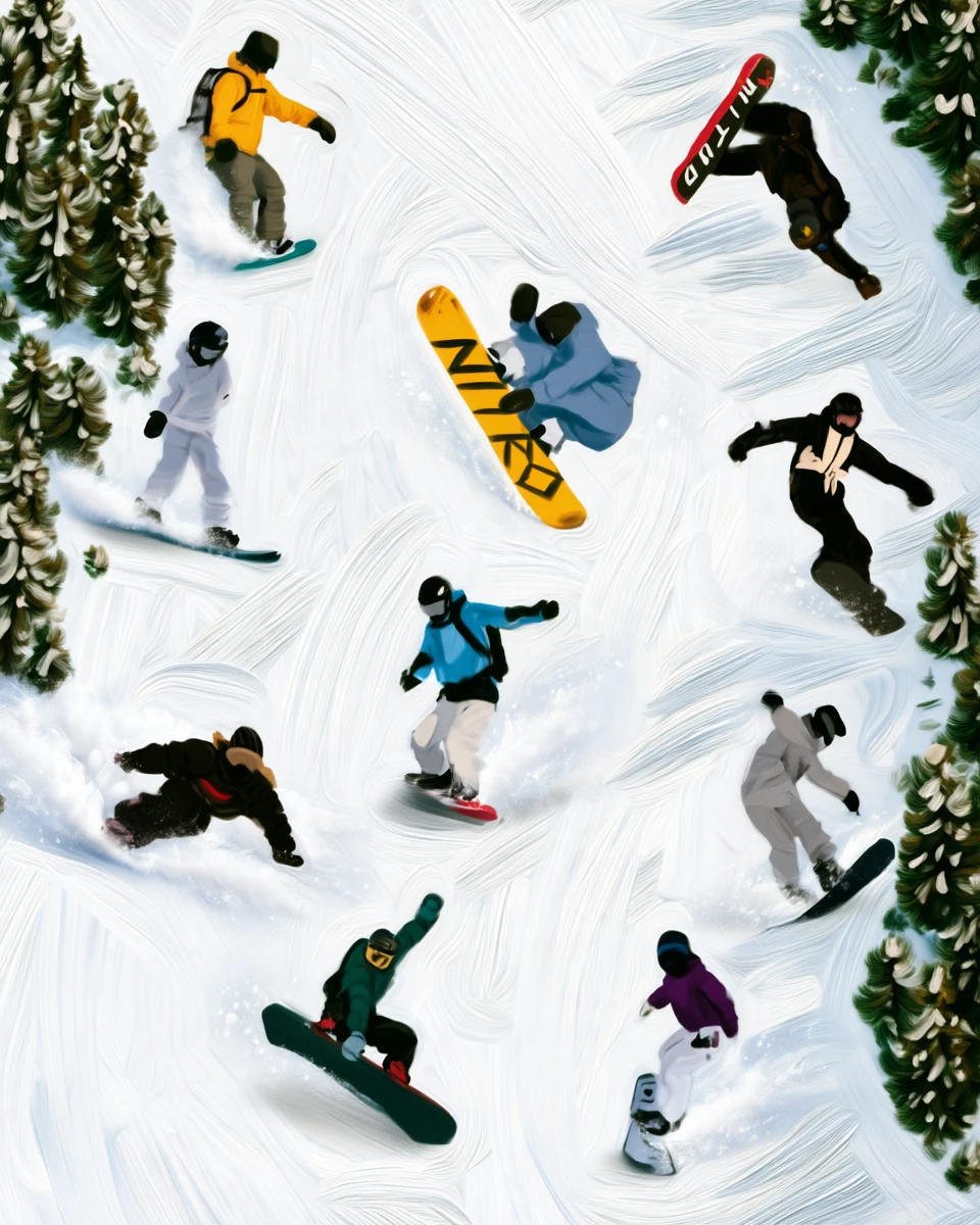Personalized Ski & Snowboard Oil Painting — The Series · Forest run