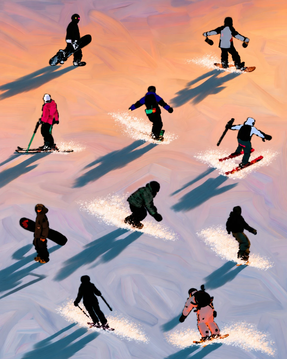 Personalized Ski & Snowboard Oil Painting — The Series · Sunset slope