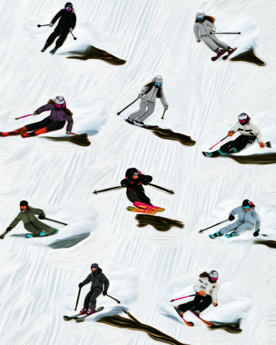 Personalized Ski & Snowboard Oil Painting — The Series · White slope