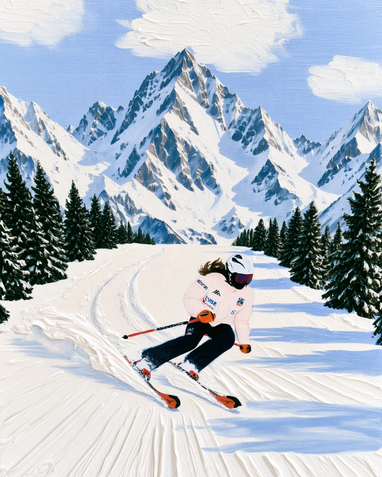 Personalized Ski & Snowboard Oil Painting — The Signature · Alpine slope