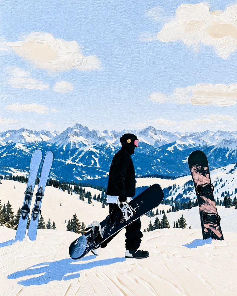 Personalized Ski & Snowboard Oil Painting — The Signature · Summit start