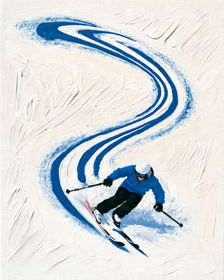 Personalized Ski & Snowboard Oil Painting — The Signature · White slope