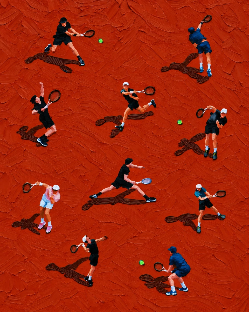 Personalized Tennis Oil Painting — The Series · Clay court