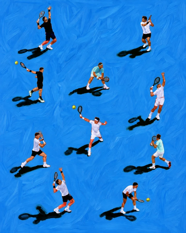 Personalized Tennis Oil Painting — The Series · Hard court
