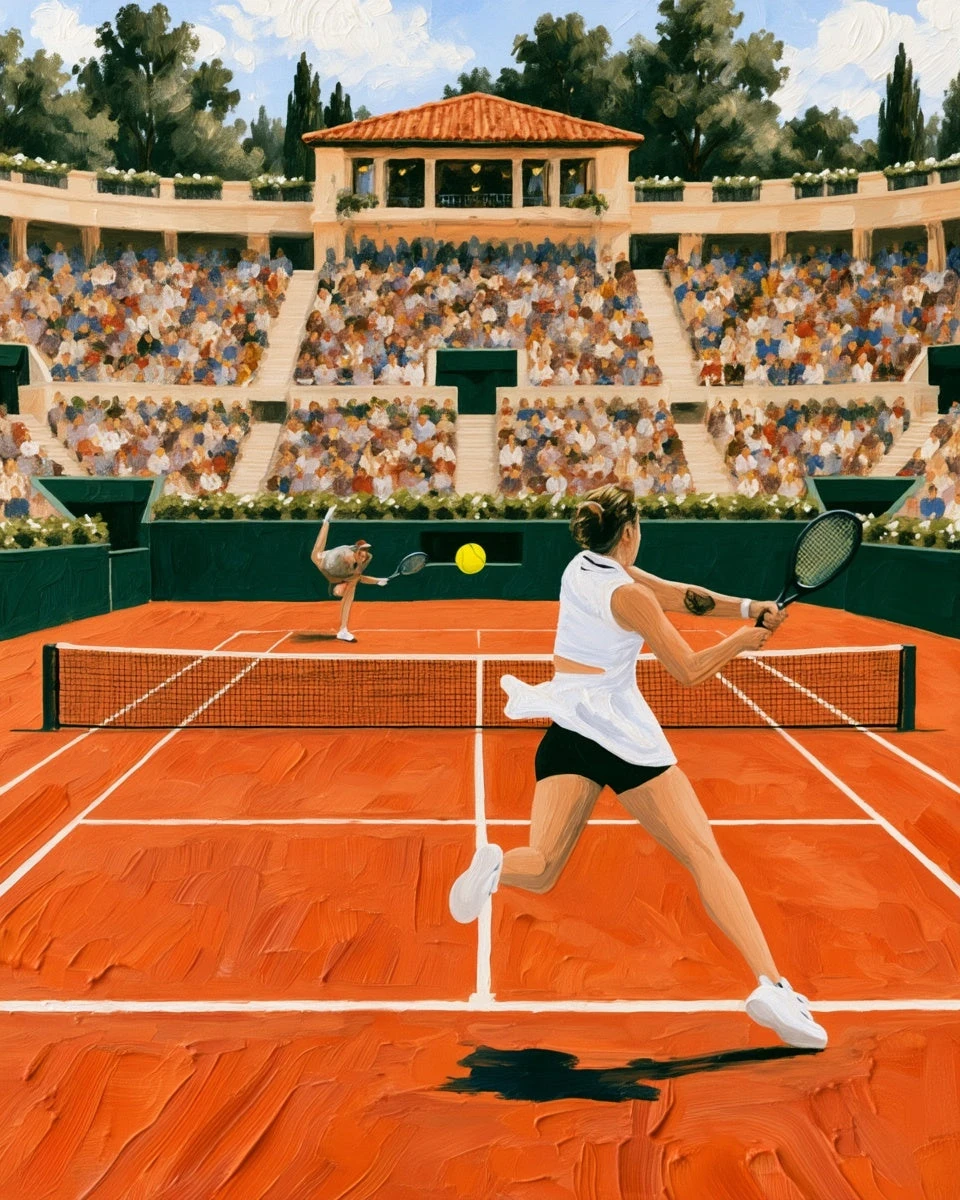 Personalized Tennis Oil Painting — The Signature · Clay court