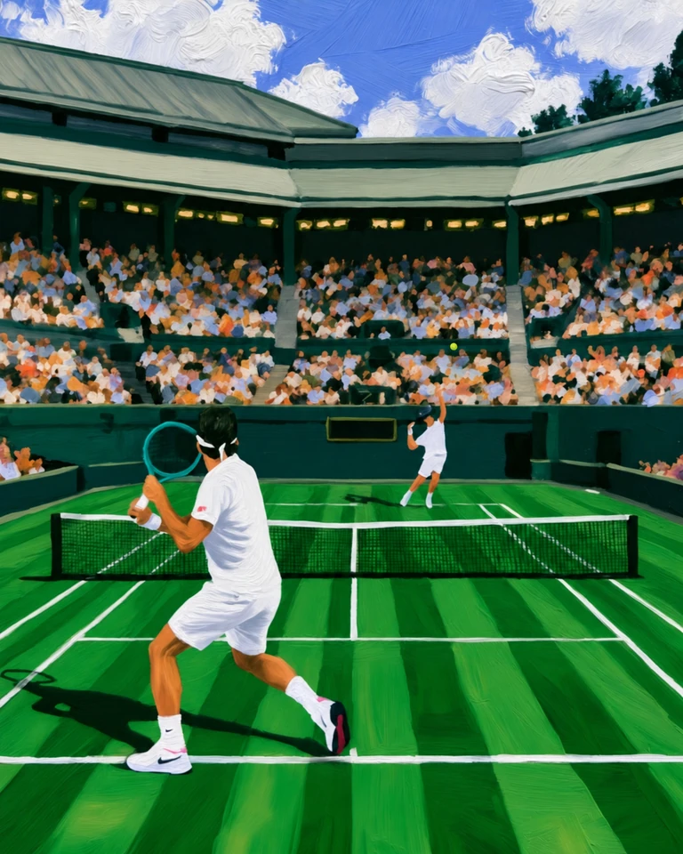 Personalized Tennis Oil Painting — The Signature · Grass court