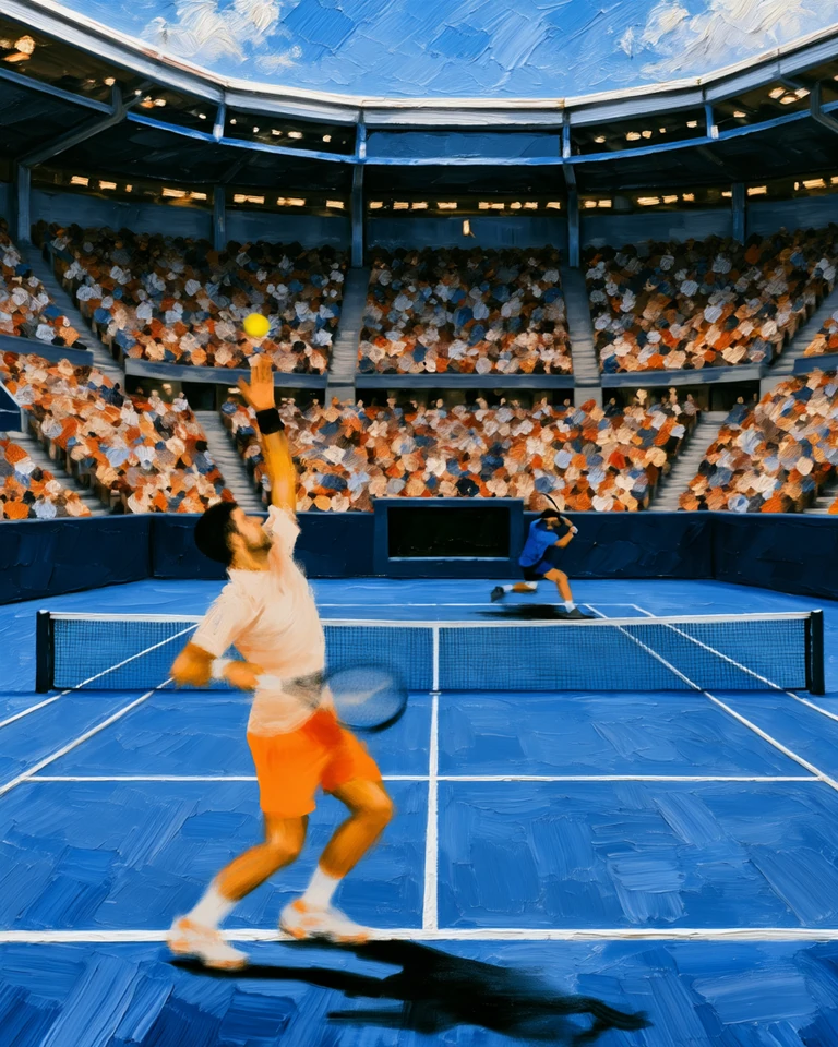 Personalized Tennis Oil Painting — The Signature · Hard court